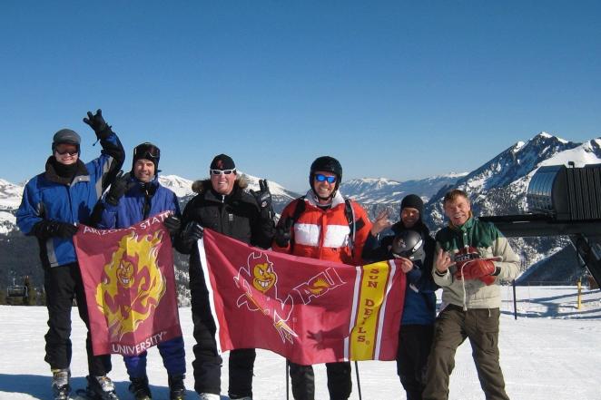 ASU Colorado chapter alumni snowboarding 