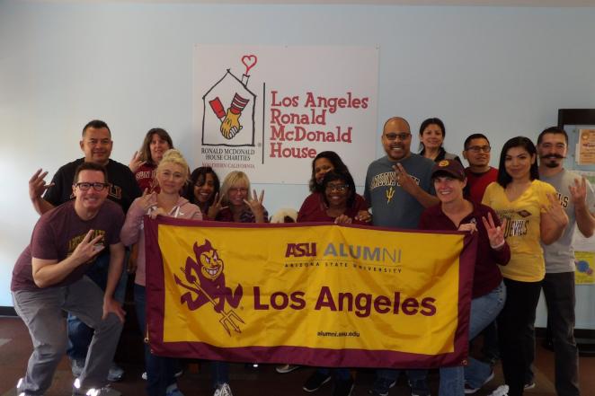The Los Angeles chapter volunteered at the Ronald McDonald House for ASU Cares.