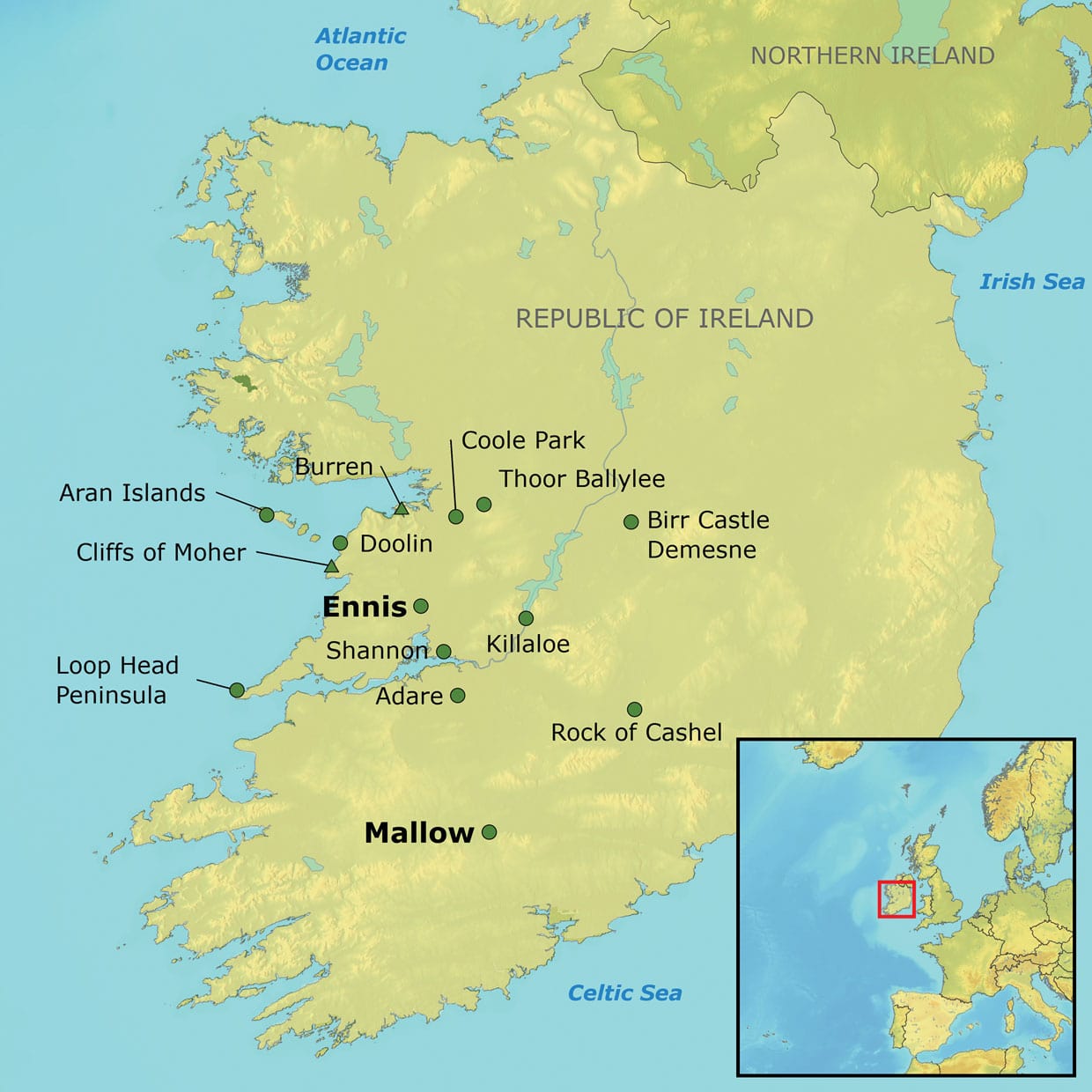 2023 Western Gems of the Emerald Isle Tour Map