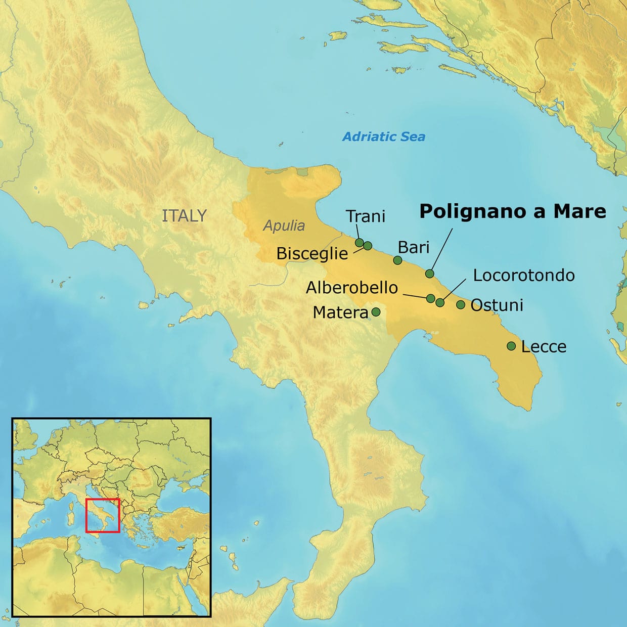 AHI Apulia: Undiscovered Italy, Tour Map