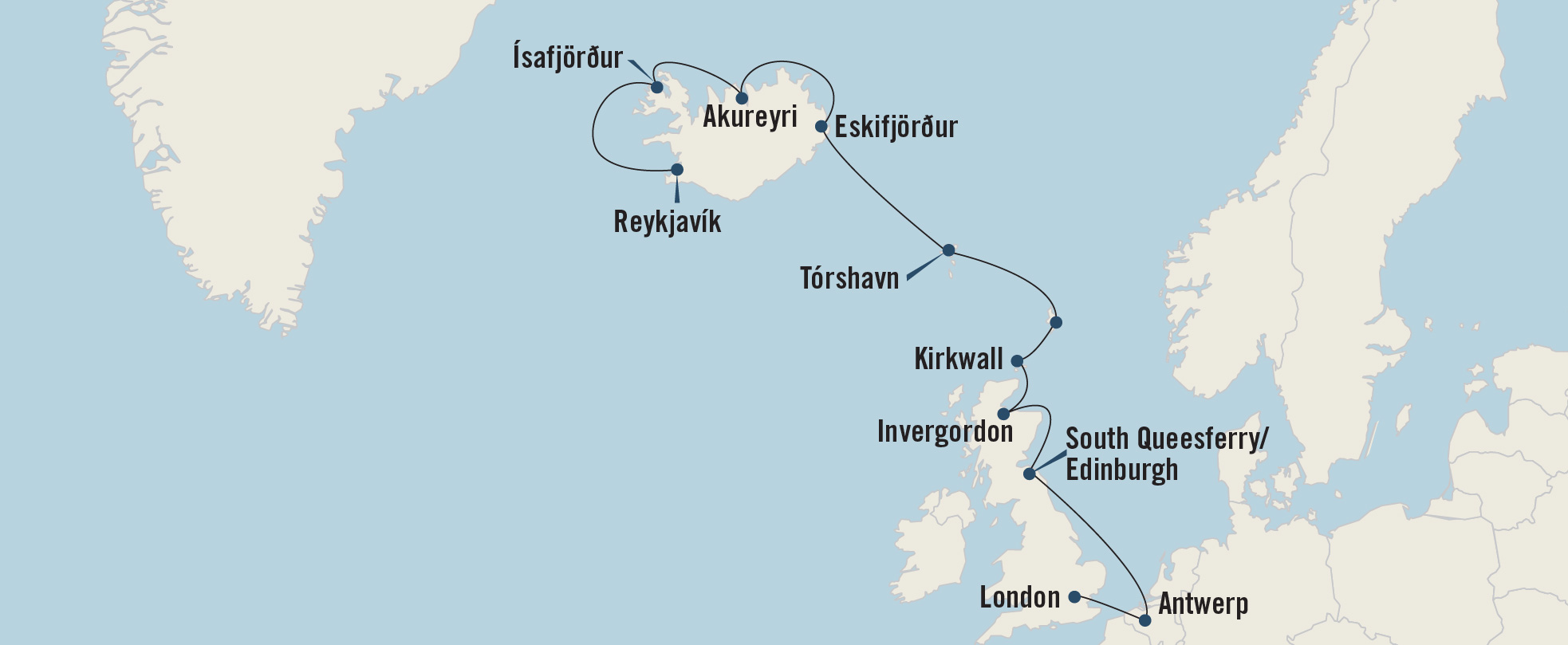 2023 Iceland & Scotland Adventure Tour Map
