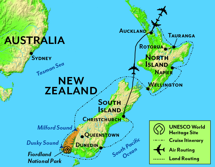 2023 New Zealand: Circumnavigating the south island Tour Map