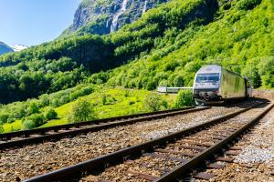 Train in the Scandinavian Mountains