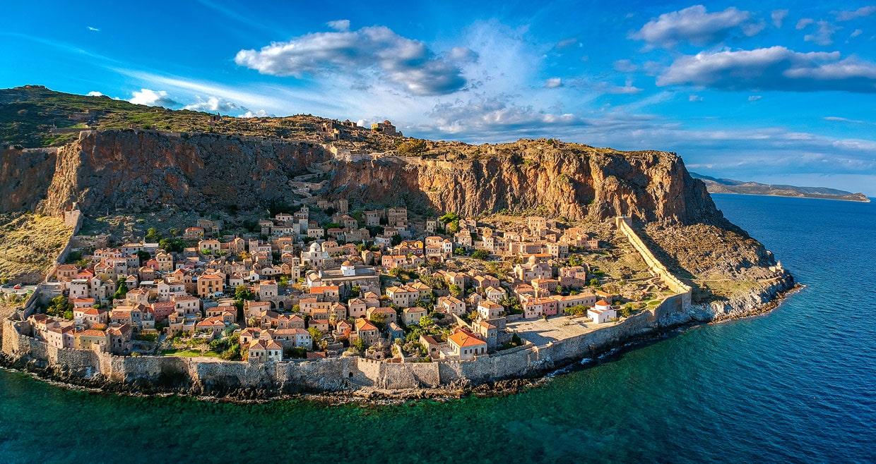 Aerial view of of Monemvasia, Greece