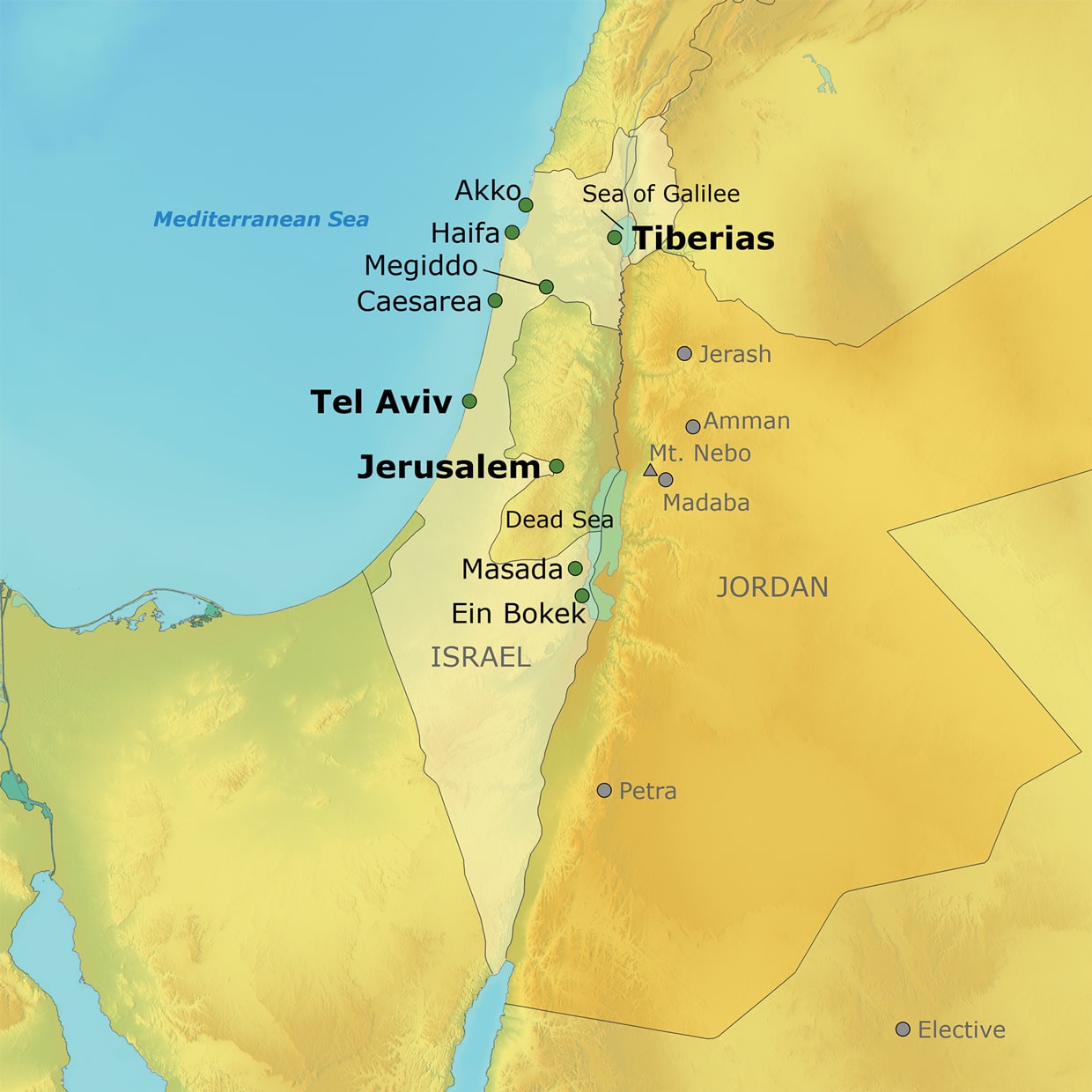 2023 Israel - Land of Cultural Treasures Tour Map