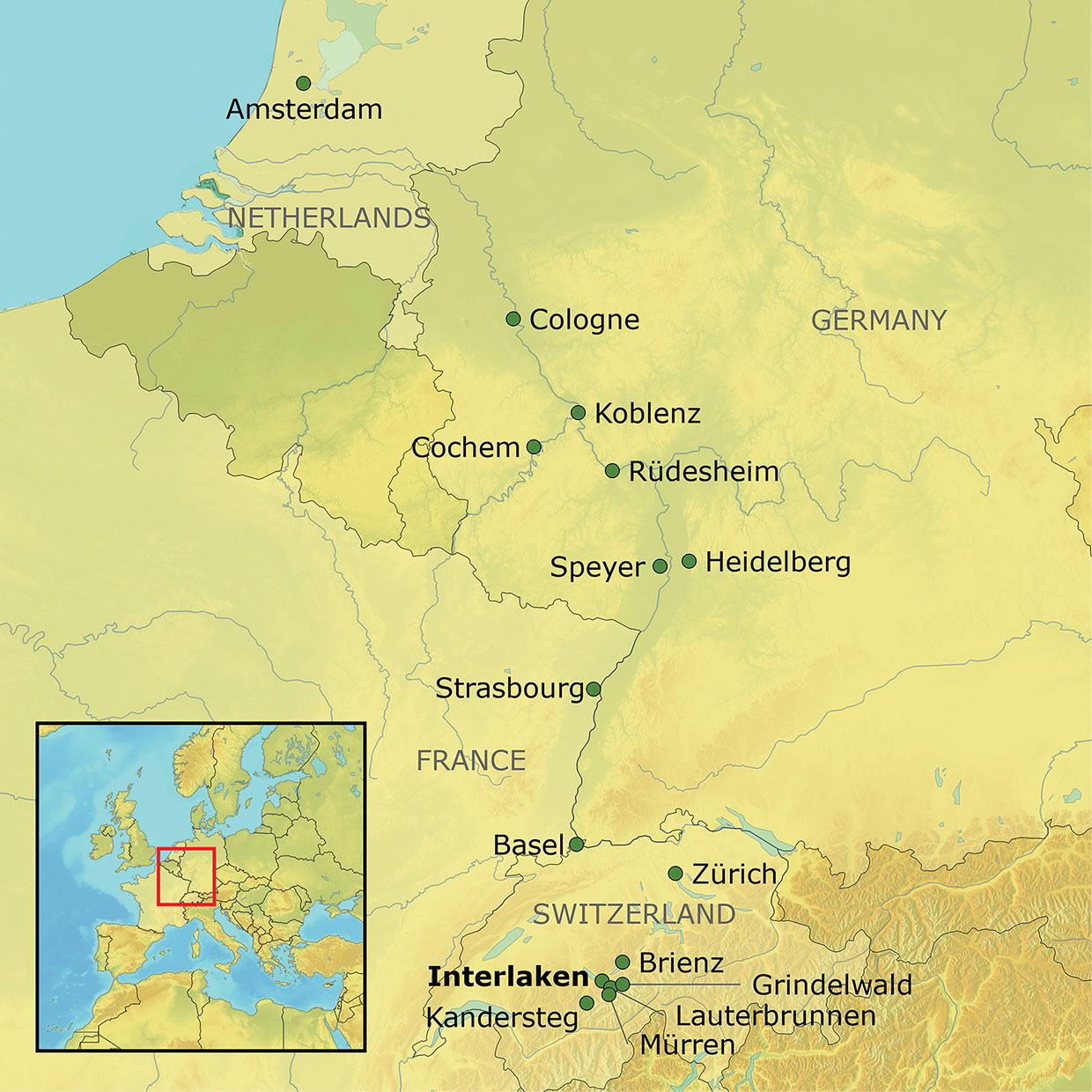 2023 Cruise the Rhine and Mosel Rivers ~ MS Amadeus Imperial Tour Map