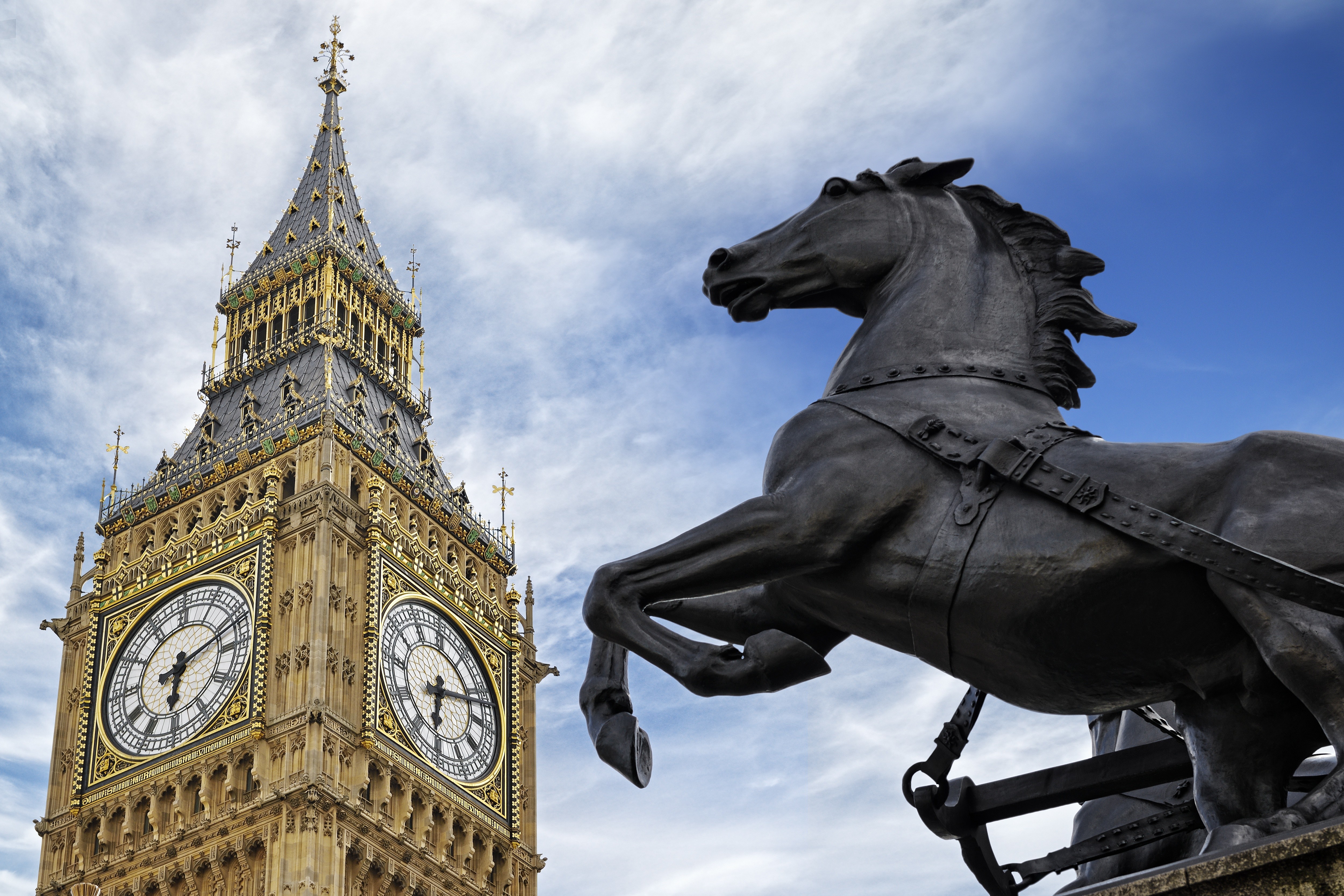 Big Ben and Boadicea Statue