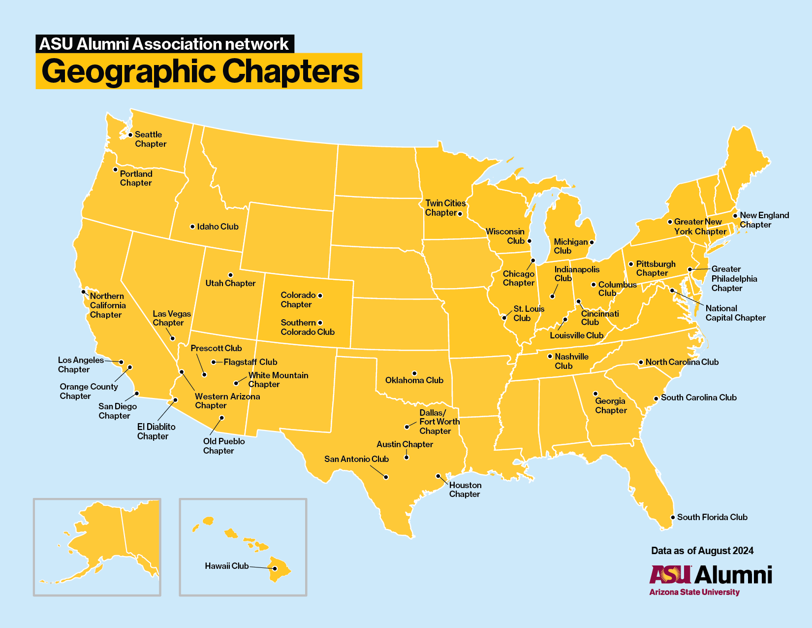 2024 ASU Alumni Chapter Map 