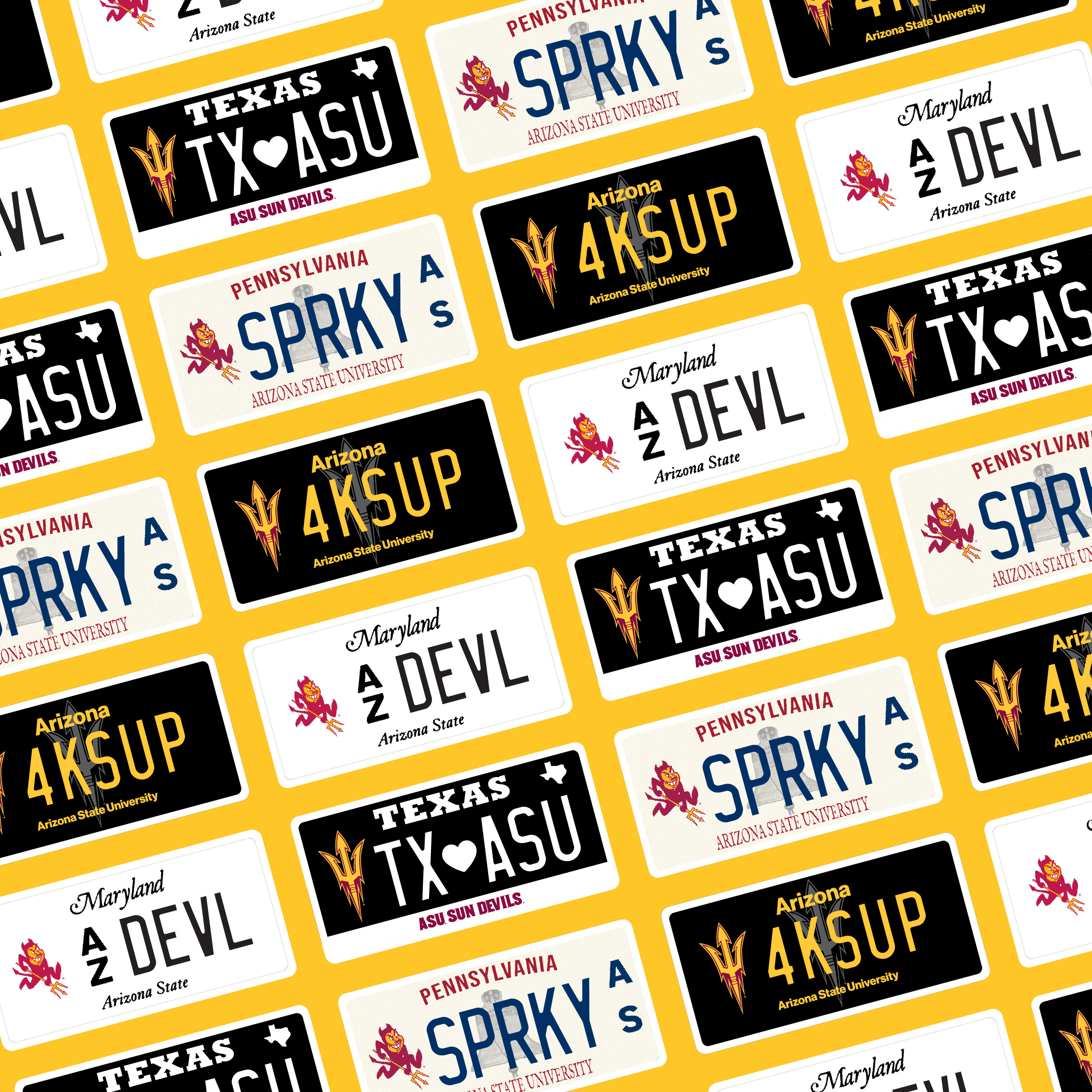 ASU license plates.