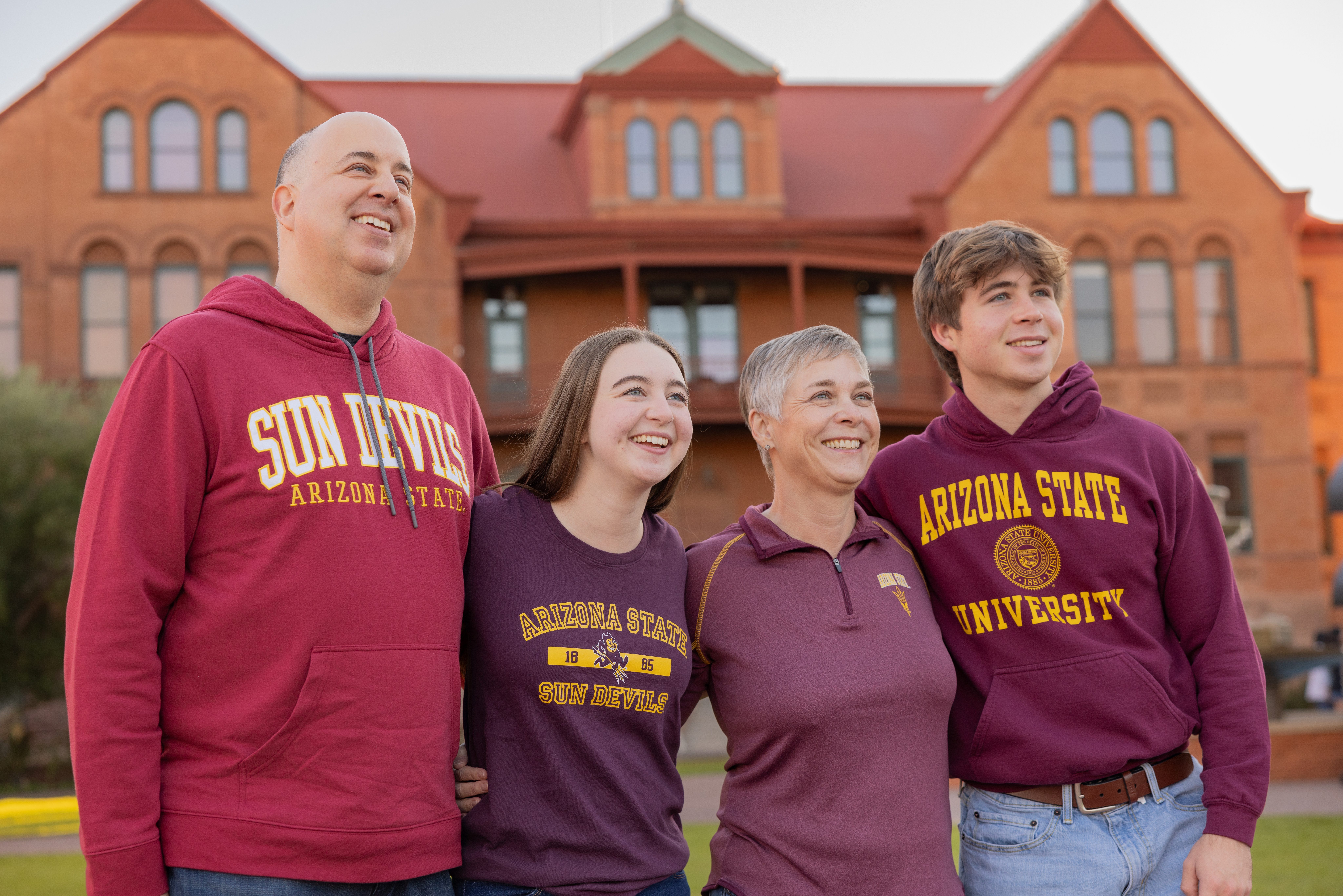 Family in front of Old Main