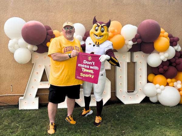 Sparky in Texas with fan